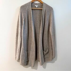 J. JILL Open Cardigan Slope Sleeve Oatmeal Silk & Cotton Blend Size Medium
